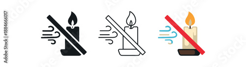 candle making safety icon showing candle with line preventing draft