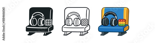 neurodivergent friendly routine school bus with noise cancelling headphones and fidget toy