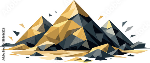 Abstract Giza Geometry. Low-poly vector illustration focused on an abstract Pyramids of Giza concept, polygonal geometric style