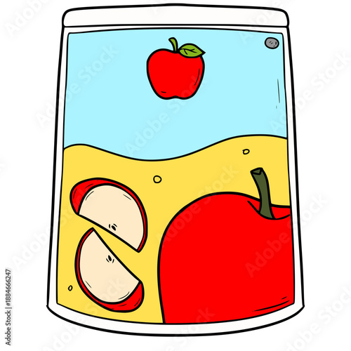 apple juice pouch illustration hand drawn isolated vector