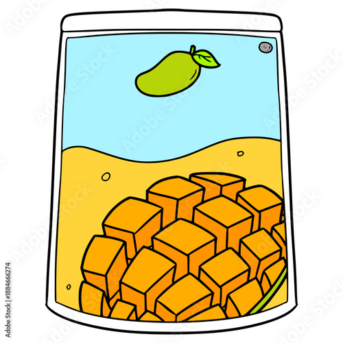mango juice pouch illustration hand drawn isolated vector