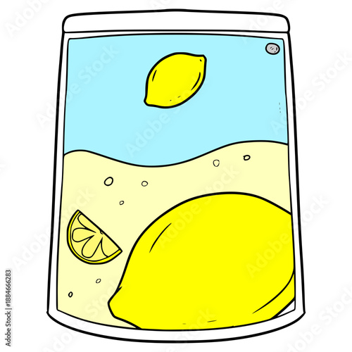 lemon juice pouch illustration hand drawn isolated vector