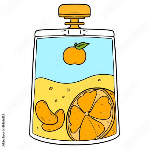 orange juice pouch illustration hand drawn isolated vector