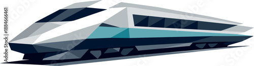 Minimalist Train Design. Low-poly vector illustration focused on a minimalist high-speed train icon, polygonal geometric style