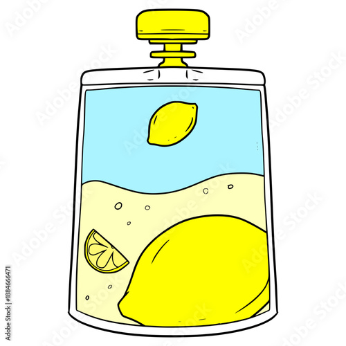 lemon juice pouch illustration hand drawn isolated vector