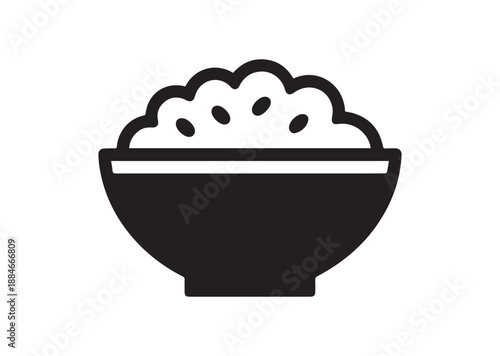 Rice Bowl Icon, Editable Solid Vector Illustration