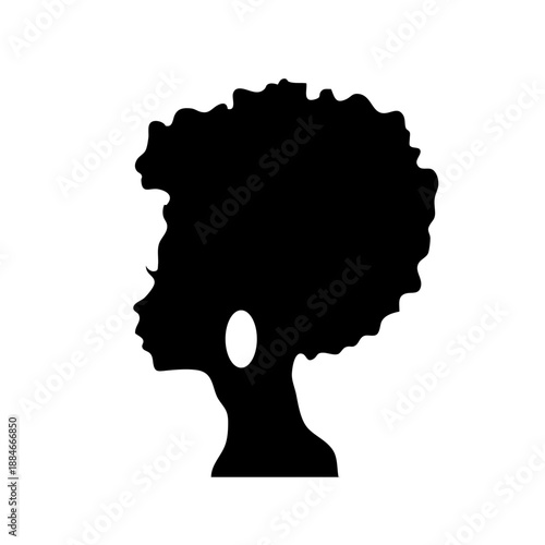 Afro Woman Silhouette ,Minimal vector black woman with african hair silhouette 