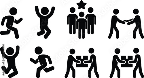 Teamwork and collaboration icons set for business and project management