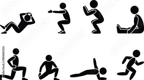 Various exercise positions for fitness and wellness