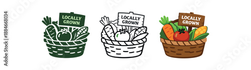 eco life food locally grown vegetables basket with label