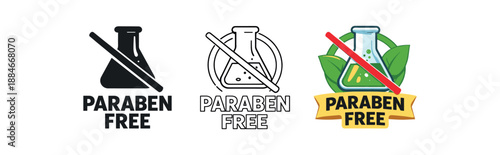 zero contain paraben free label with chemical flask crossed