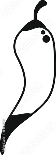 Chili pepper simple line drawing with solid fill elements on a white background