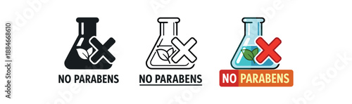 zero contain no parabens flask icon with cross