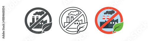 zero contain no coal factory with leaf line mark