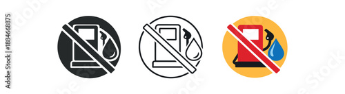 zero contain no petrol fuel pump and droplet slash