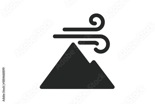 Gentle Wind Icons. Solid style icons of a soft wind on a serrated peak: flowing ridge breeze, serrated air crest, mountain-edge