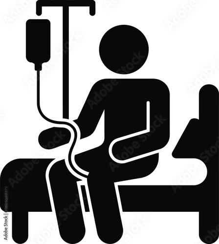 Patient receiving intravenous treatment in hospital bed