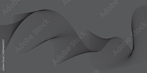 Stylized line art background. Vector illustration. Wave with lines created using blend tool. Curved wavy line, smooth stripe. Art