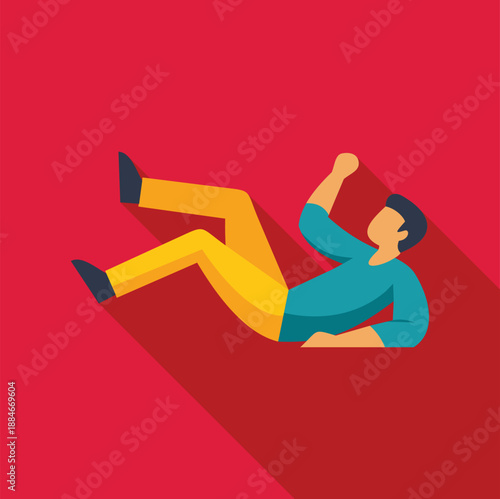 Man falling accident icon illustrating unexpected danger
