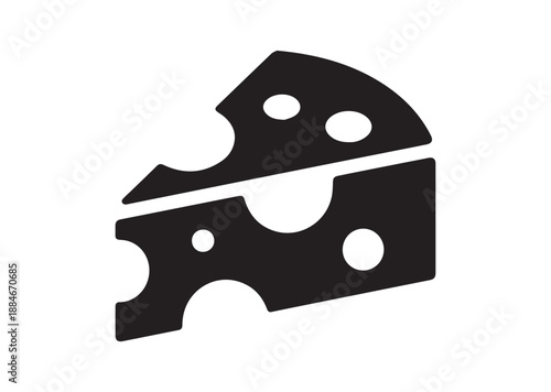Cheese Icon, Editable Solid Vector Illustration