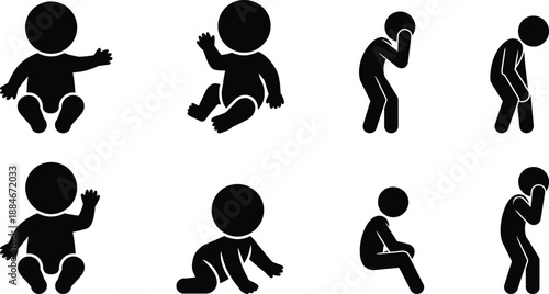 Baby development stages silhouette illustration