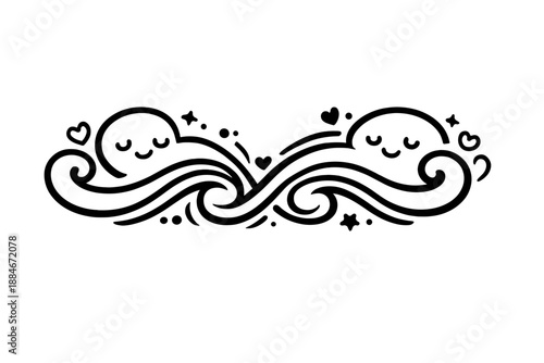 Flowing Dialogues Icon. Doodle-style vector icon of a dialogue ornament, two flowing abstract patterns starting separately and