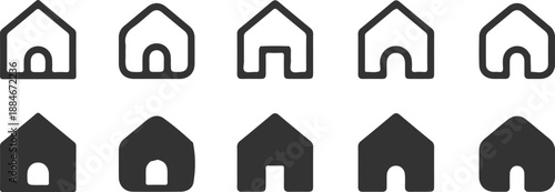 10 home icon black black outline icons set vector illustration collection design 