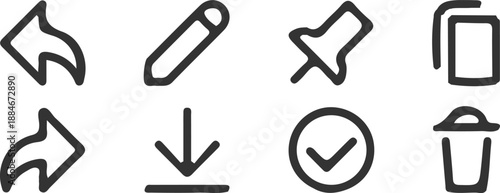 computer editing action black line icon set vector illustration design 