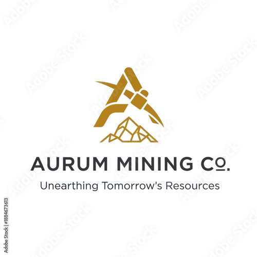 Aurum Mining Co Logo Gold Mining Symbol.