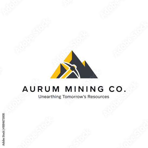 Aurum Mining Company Logo Design Element.