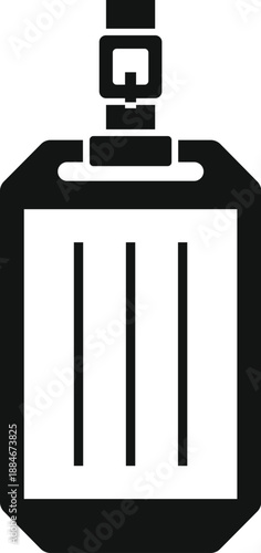 Silhouette icon representing an identification card badge holder for personal access