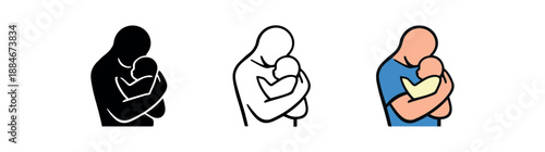 baby comfort holding icon on light background. parent holding newborn close to chest. reassurance symbol