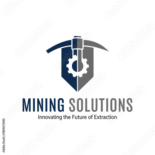 Mining Solutions Logo with Pickaxe Emblem.