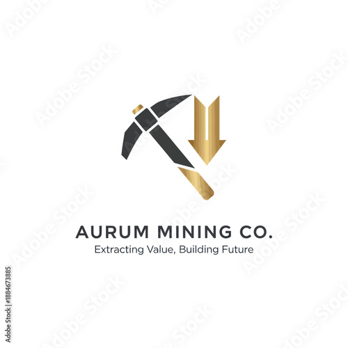 Aurum Mining Co Logo with Pickaxe Symbol.