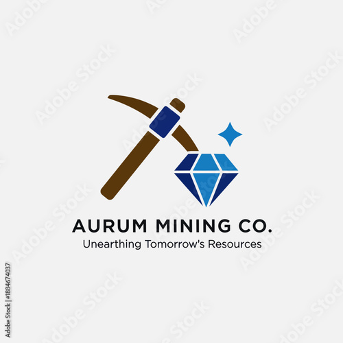 Aurum Mining Co Logo with Pickaxe Diamond.