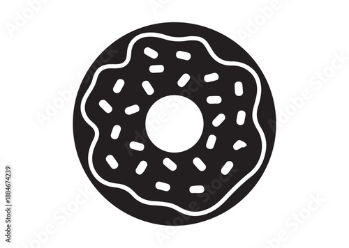 Donut Icon, Editable Solid Vector Illustration