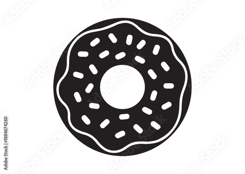 Donut Icon, Editable Solid Vector Illustration