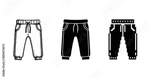 Black and white pants set with drawstrings and pixel design