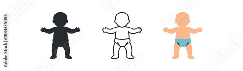baby eleven months development icon on light background. infant standing briefly without support. balance milestone symbol