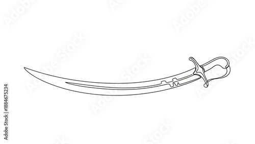 Vintage curved sword with handle