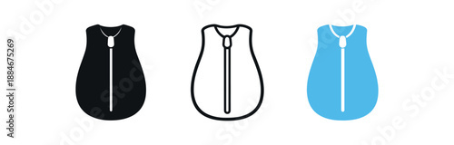 newborn sleep sack icon on light background. wearable blanket for safe sleep. safety clothing symbol. shape clearly readable
