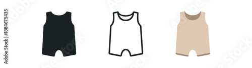 baby sleeveless romper icon on light background. airy romper without sleeves. hot weather baby clothing symbol. relaxed cute shape. gender neutral palette