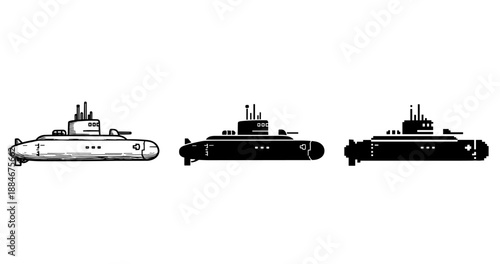 Three submarine silhouettes - vintage to modern evolution