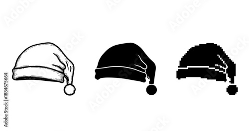 Variety of santa hats in different art styles