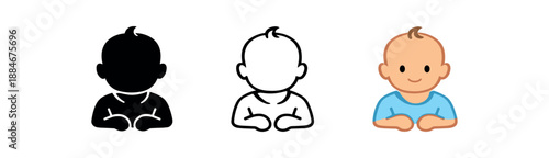baby head control progress icon on light background. infant holding head steady while upright. neck strength development symbol