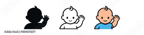 baby waving gesture icon on light background. infant waving hand. social communication milestone symbol. hand movement readable