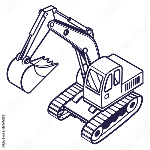 Minimal Vector Illustration of a Modern Demolition Robot