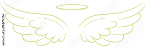 Delicate angel wings with halo vector illustration, heavenly and ethereal design for religious, spiritual, and memorial projects, symbolizing hope
