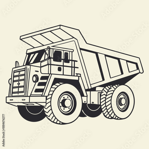 Minimal Vector Illustration of Autonomous Self-Driving Dump Truck