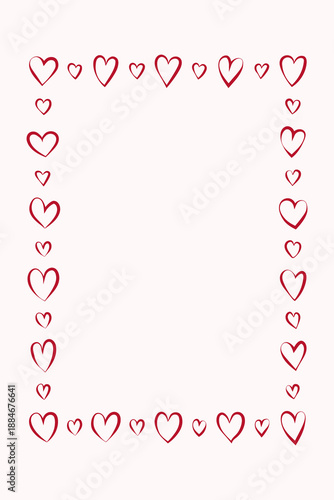 Festive background for Valentines day, wedding or anniversary. Hand drawn ink hearts in whimsical sketch style. Trendy template for card, poster, invitation, cover.